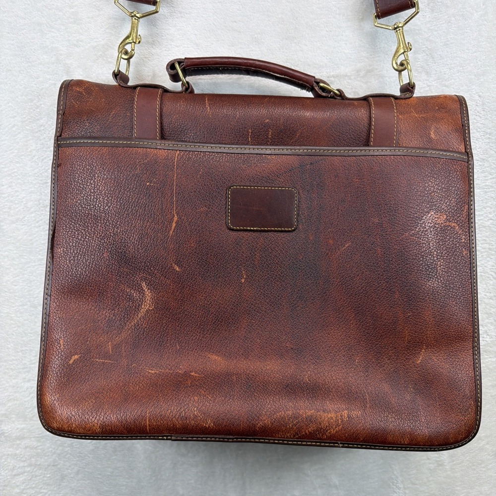 Vintage Orvis Leather Briefcase Attache Messenger Laptop Bag Brown Shoulder - Picture 9 of 16